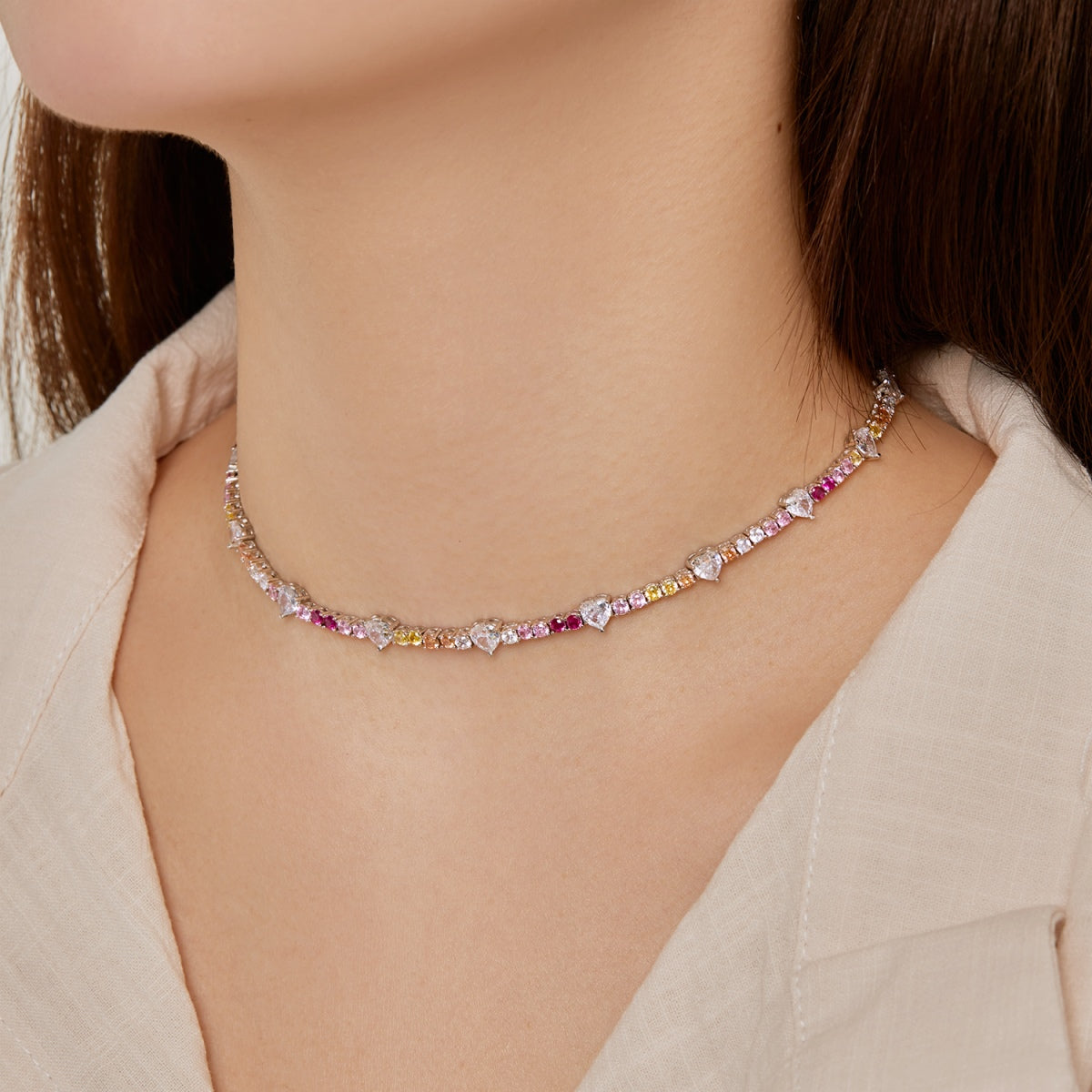 [Lumi Jewellery]Delicate Colorful Rainbow Tennis Chain