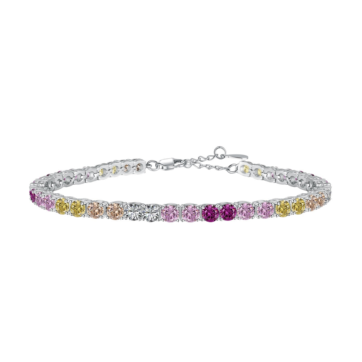 [Lumi Jewellery]Radiant Colorful Round Cut Tennis Bracelet