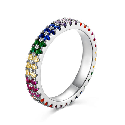 [Lumi Jewellery]Unique Colorful Round Cut Tennis Ring