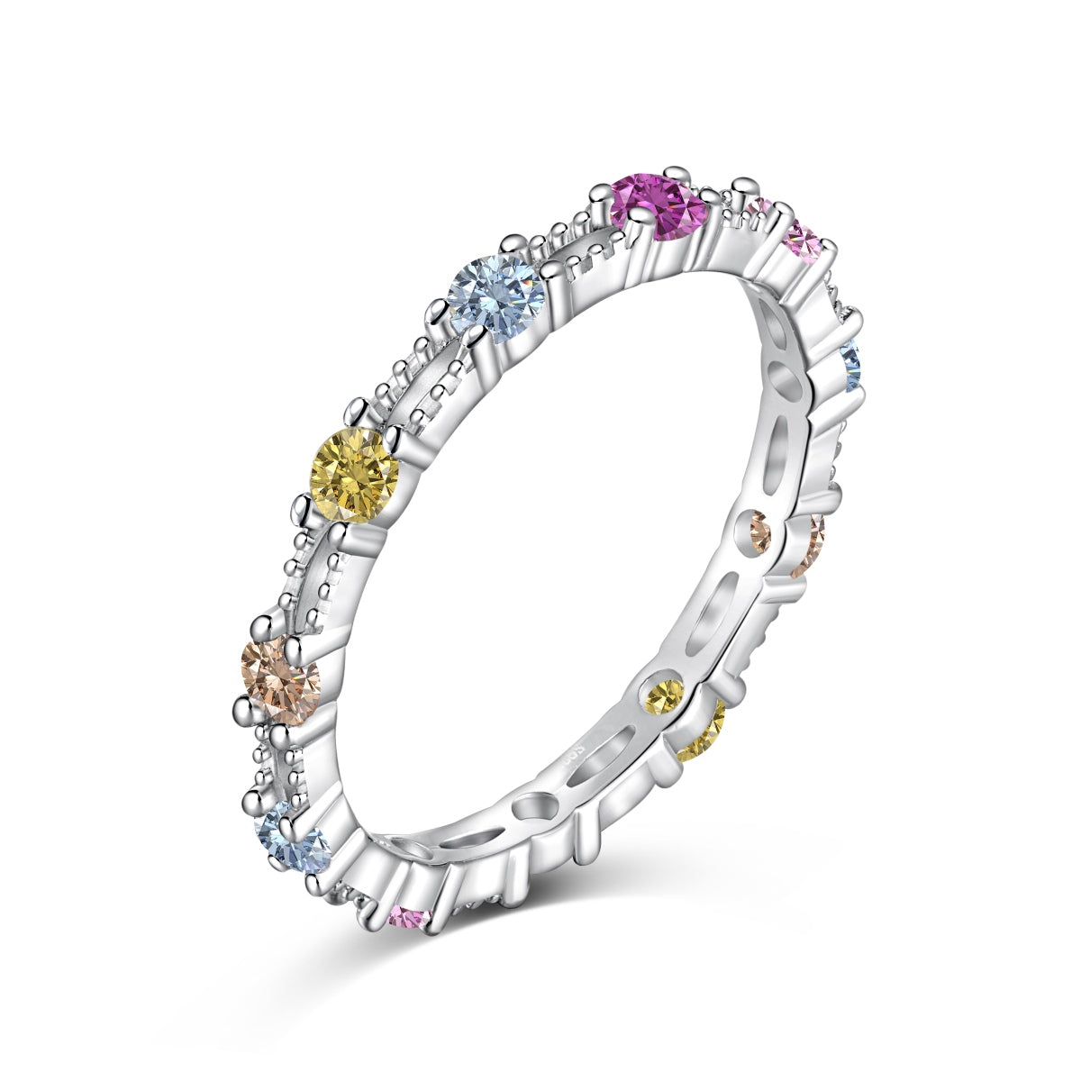 [Lumi Jewellery]Sparkling Colorful Round Cut Tennis Ring