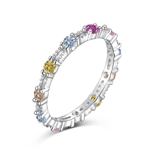 [Lumi Jewellery]Sparkling Colorful Round Cut Tennis Ring