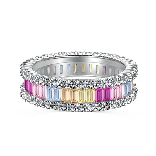 [Lumi Jewellery]Dainty Kaleidoscopic Emerald Cut Daily Ring