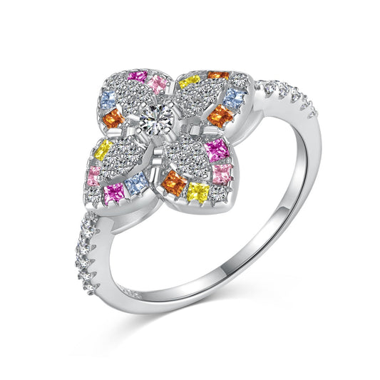 [Lumi Jewellery]Luxurious Colorful Flower Shape Banquet Ring