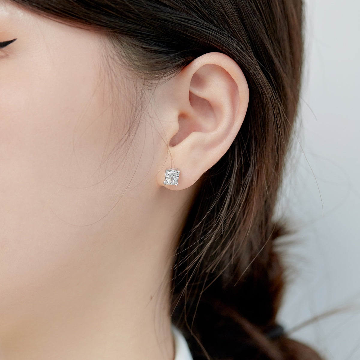 [Lumi Jewellery]1.0 Carat Radiant Princess Cut Wedding Earrings