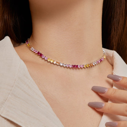 [Lumi Jewellery]Sparkling Colorful Full Heart Tennis Necklace