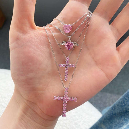 [Lumi Jewellery]Heart Shape Main Stone Pendant Collarbone Necklace