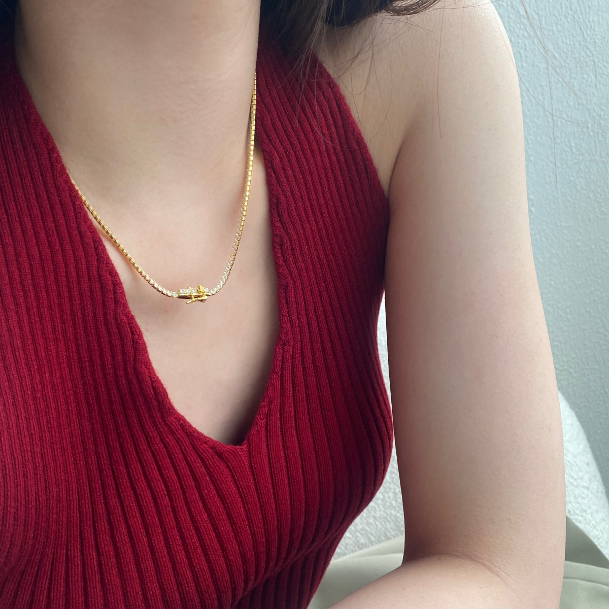 [Lumi Jewellery]Delicate Round Shape Tennis Necklace