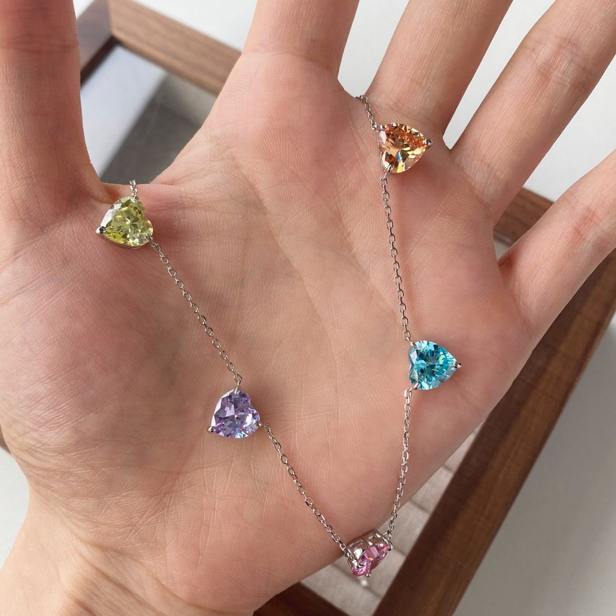 [Lumi Jewellery]Sparkling Colorful Heart Cut Necklace
