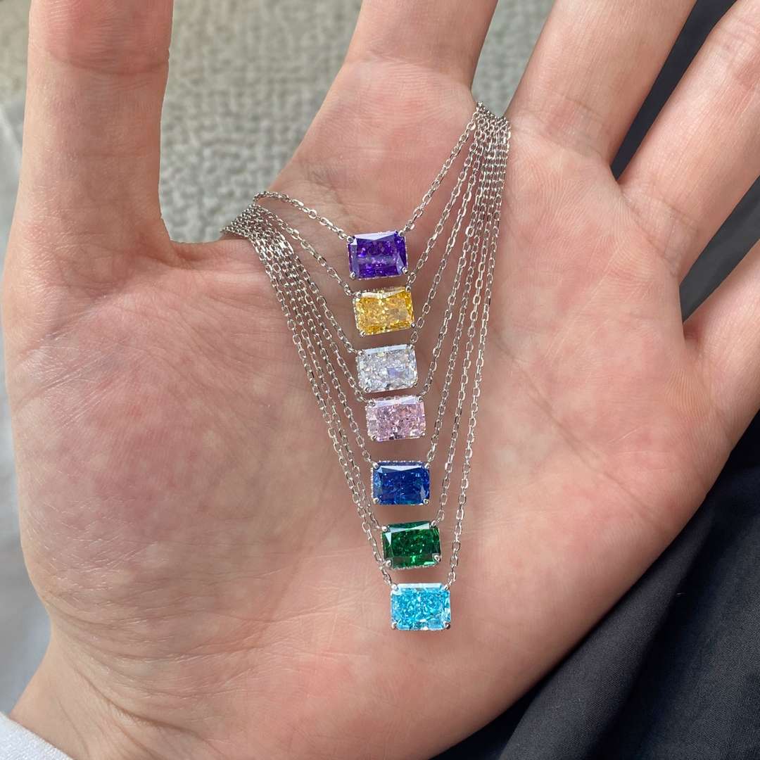 [Lumi Jewellery]Luxurious Square Shape Colorful Necalack