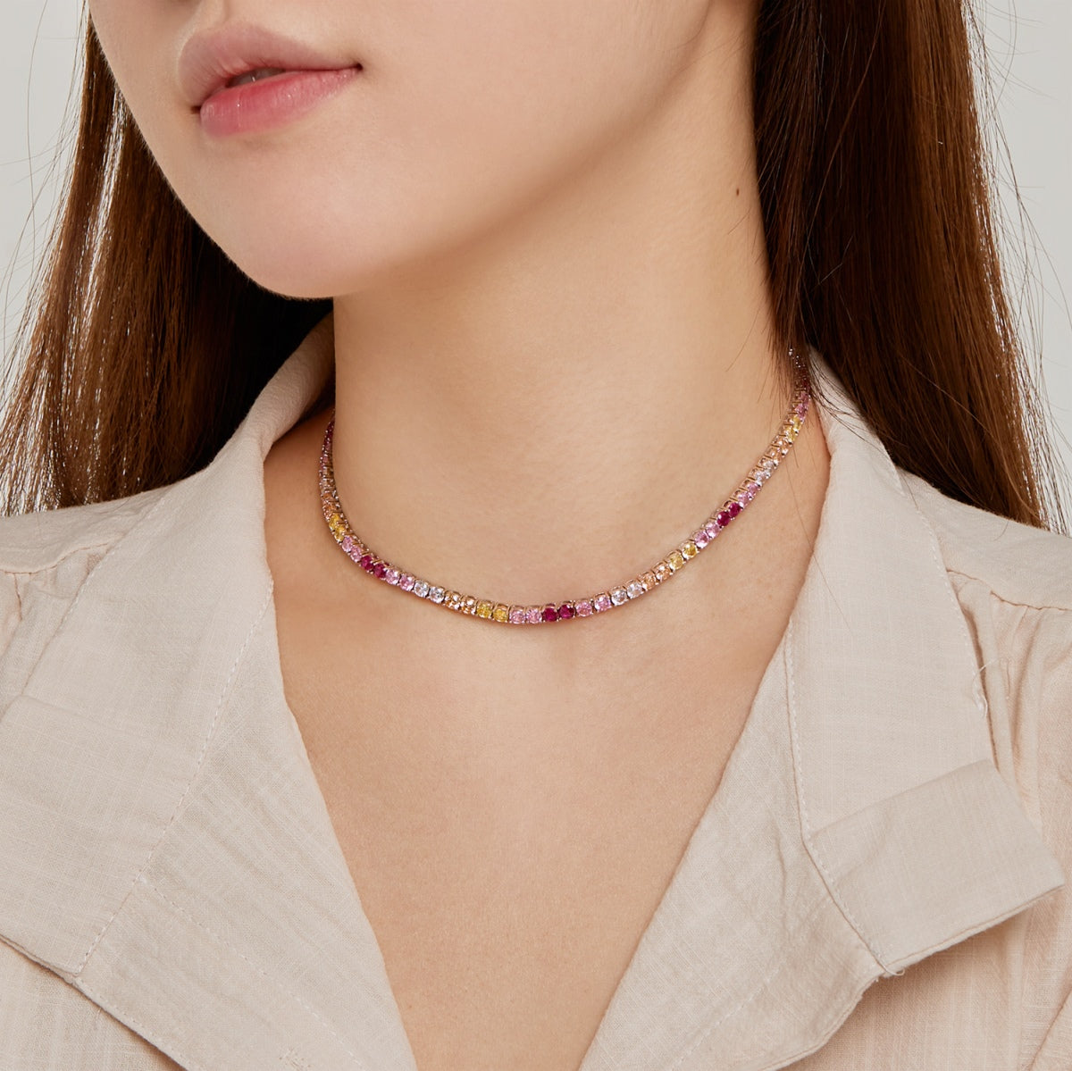 [Lumi Jewellery]Delicate Colorful Tennis Necklace
