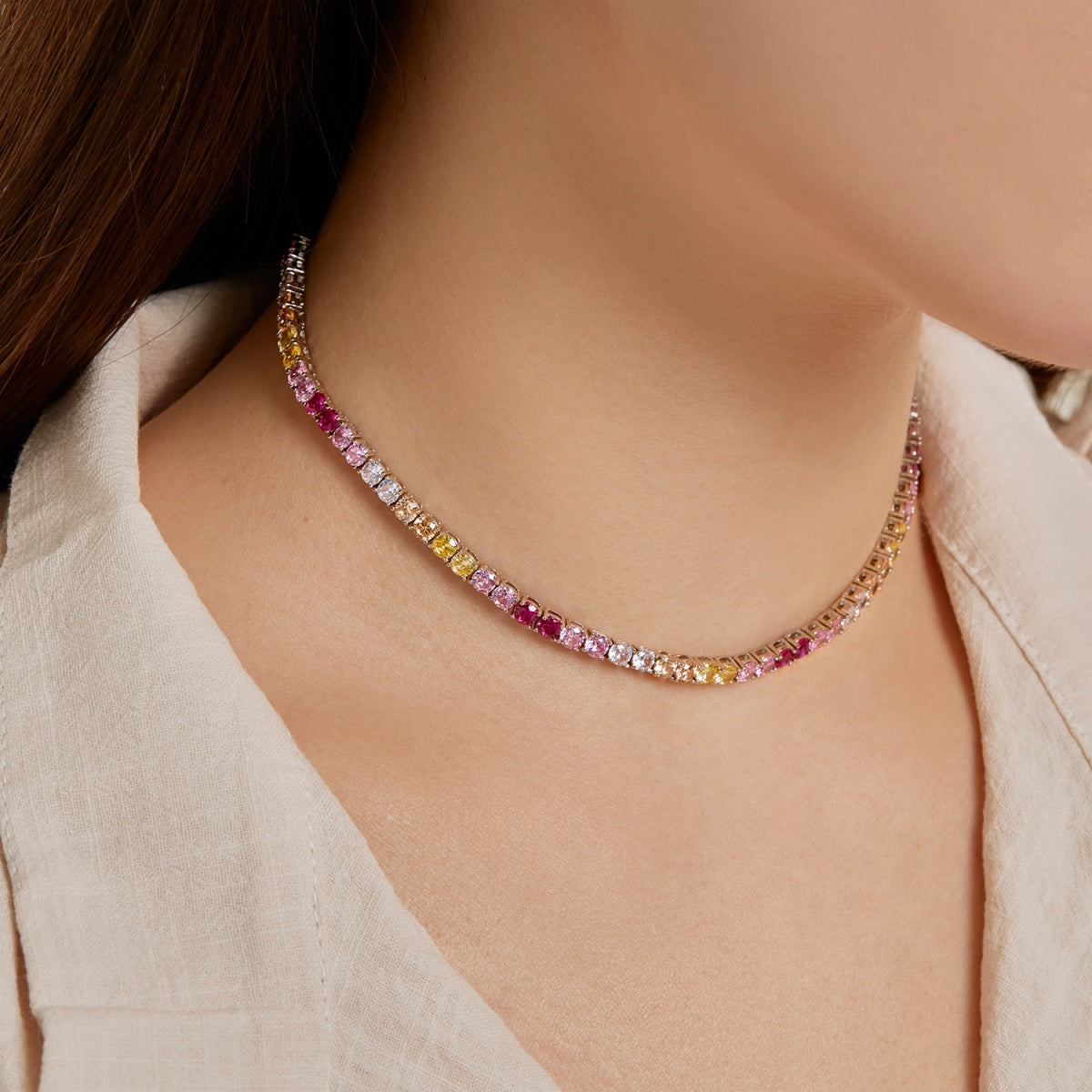[Lumi Jewellery]Delicate Colorful Tennis Necklace