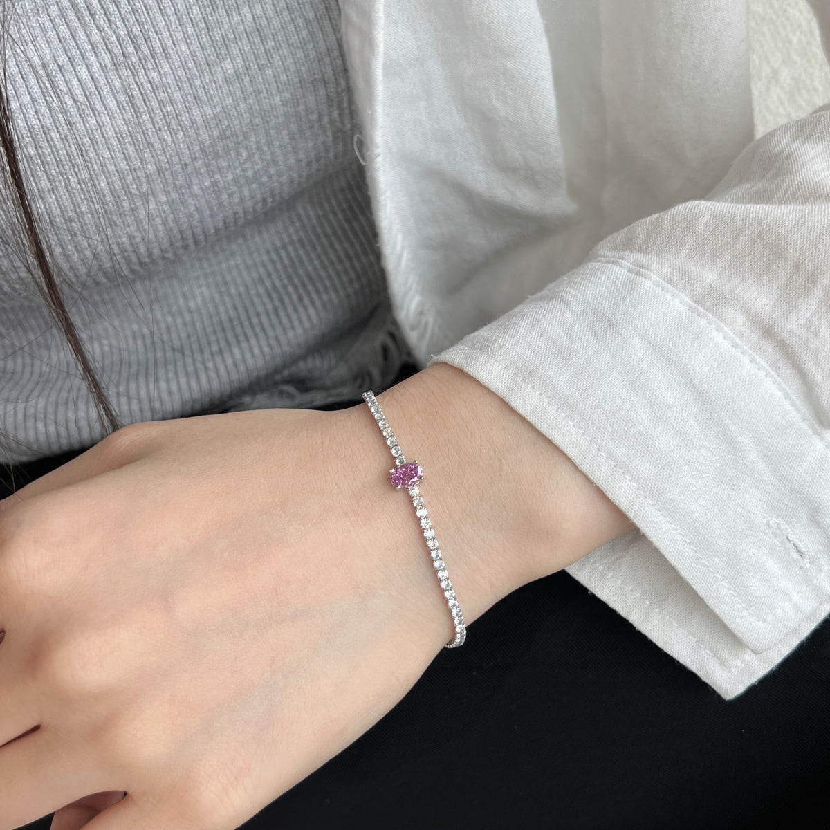 [Lumi Jewellery]0.75 Carat Exquisite Oval Cut Daily Bracelet