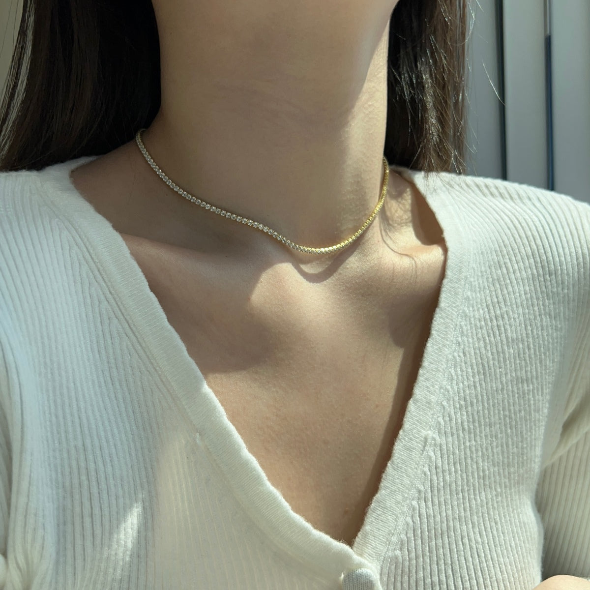 [Lumi Jewellery]Delicate Round Shape Tennis Necklace