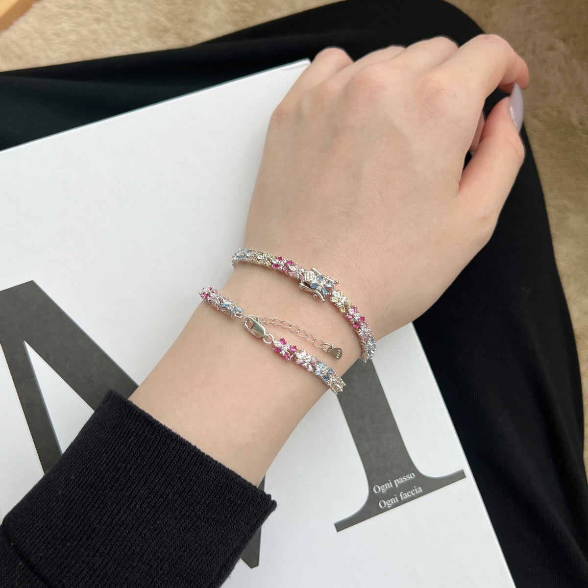 [Lumi Jewellery]Radiant Colorful Emerald Cut Party Bracelet