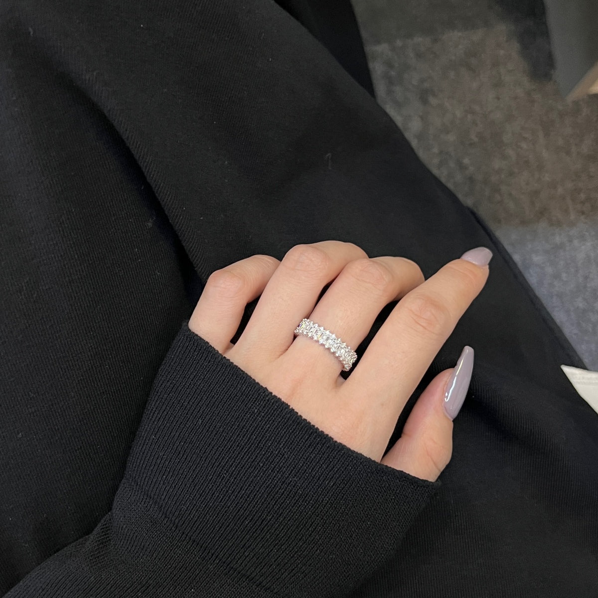 [Lumi Jewellery]Splashy Ornate Emerald Cut Cocktail Ring