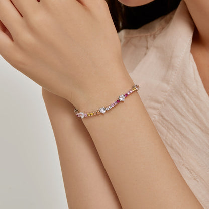 [Lumi Jewellery]Romantic Heart Shape Round Cut Lover Bracelet