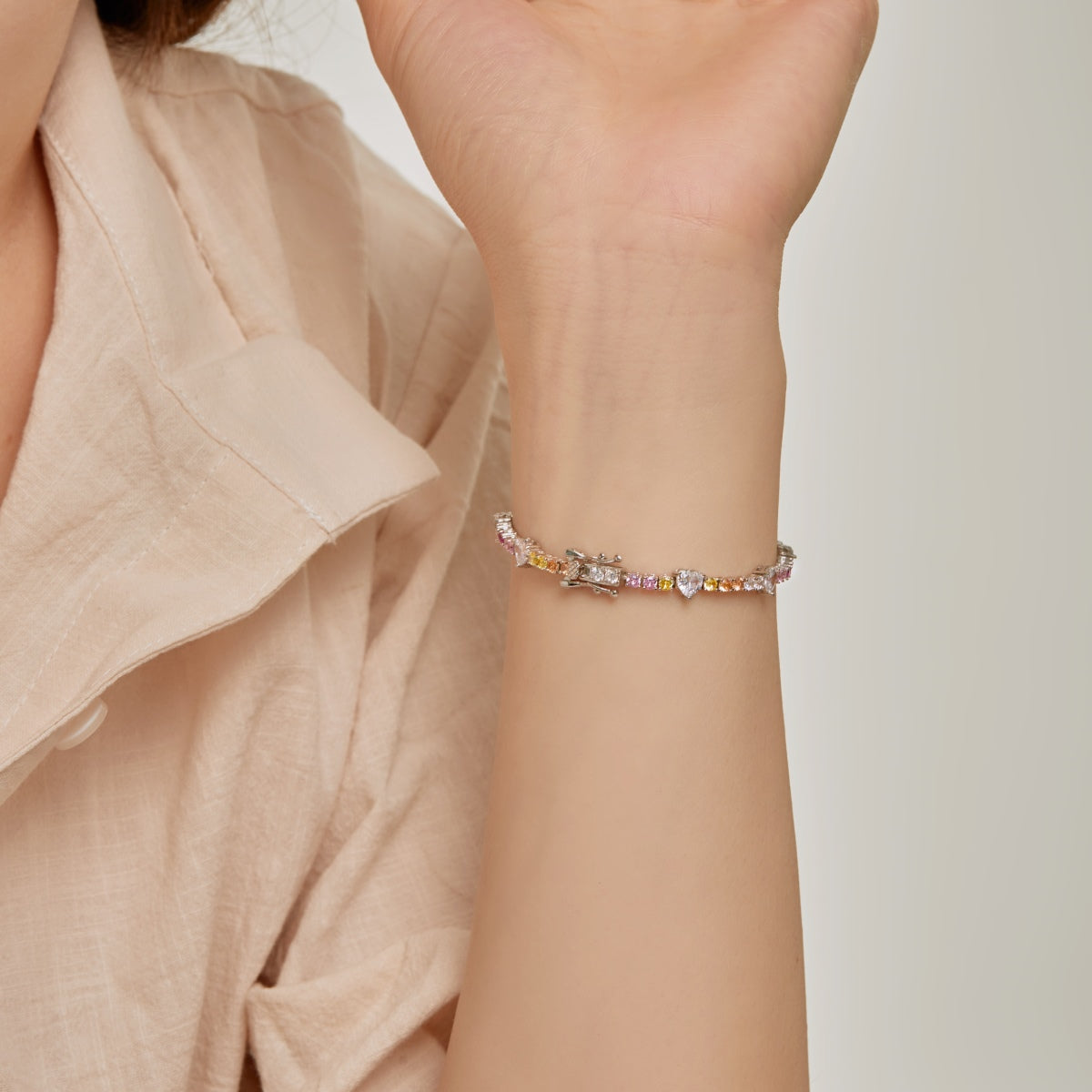 [Lumi Jewellery]Romantic Heart Shape Round Cut Lover Bracelet