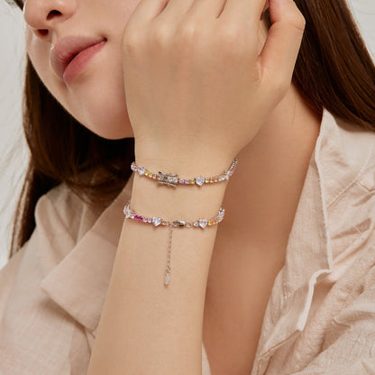 [Lumi Jewellery]Romantic Heart Shape Round Cut Lover Bracelet