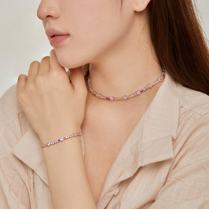 [Lumi Jewellery]Romantic Heart Shape Round Cut Lover Bracelet
