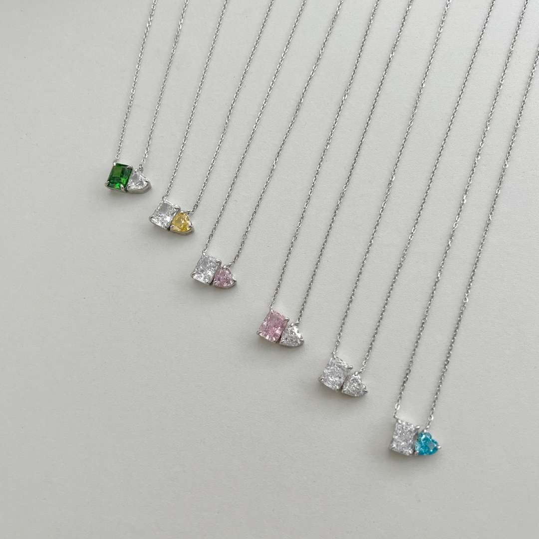 [Lumi Jewellery]Dazzling Square & Heart Shape Necklace