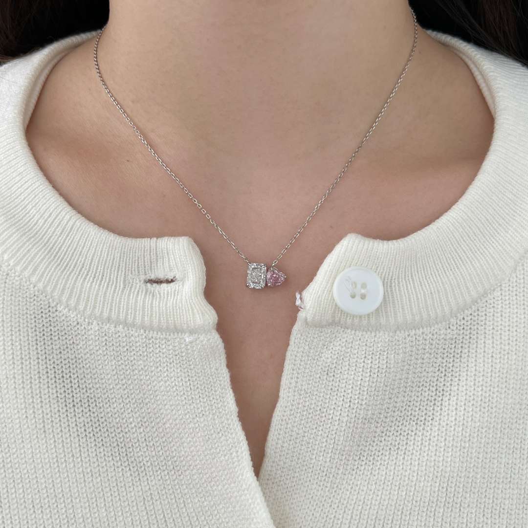 [Lumi Jewellery]Dazzling Square & Heart Shape Necklace