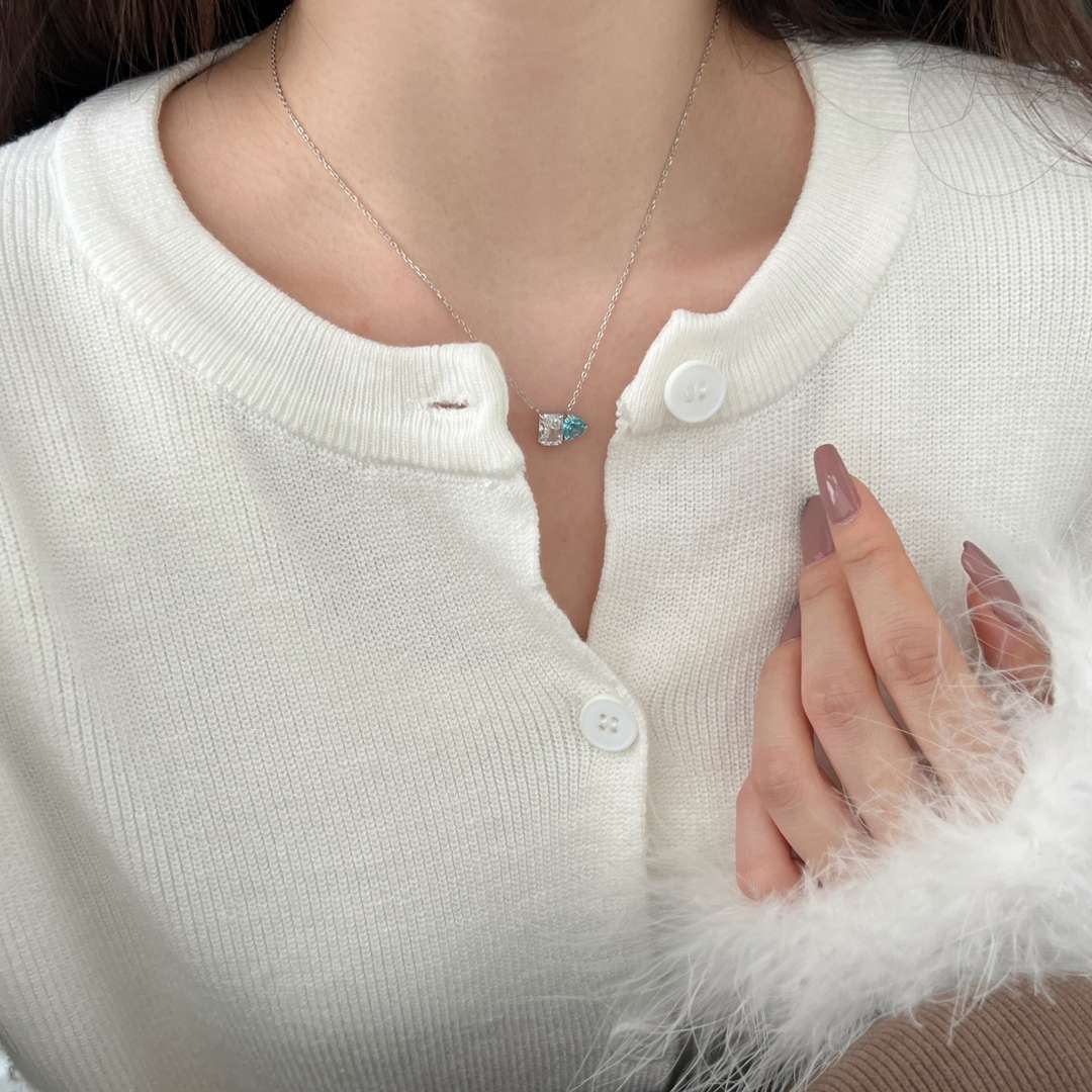 [Lumi Jewellery]Dazzling Square & Heart Shape Necklace