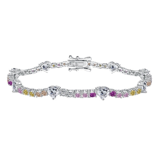 [Lumi Jewellery]Romantic Heart Shape Round Cut Lover Bracelet