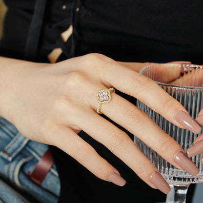 [Lumi Jewellery]Four Leaf Clover Flower Design Ring