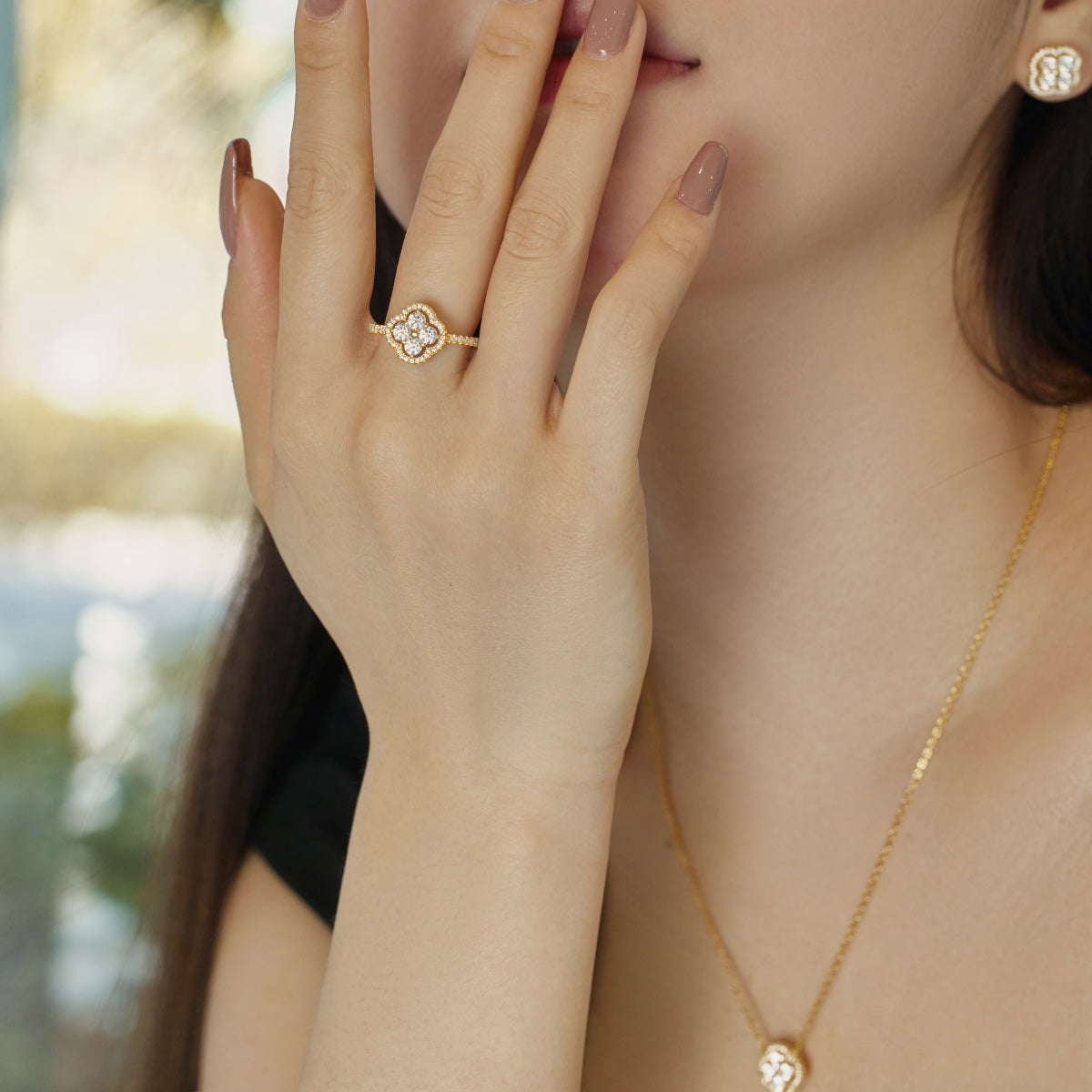 [Lumi Jewellery]Four Leaf Clover Flower Design Ring
