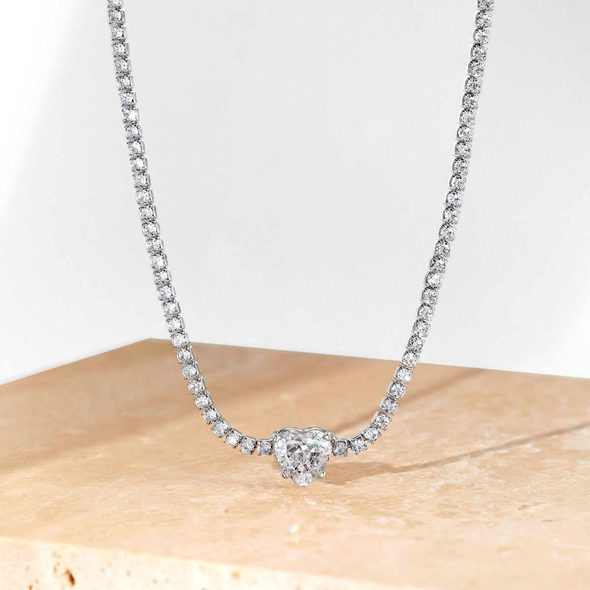 [Lumi Jewellery]2.0 Carat Sparkling Tennis Heart Cut Necklace
