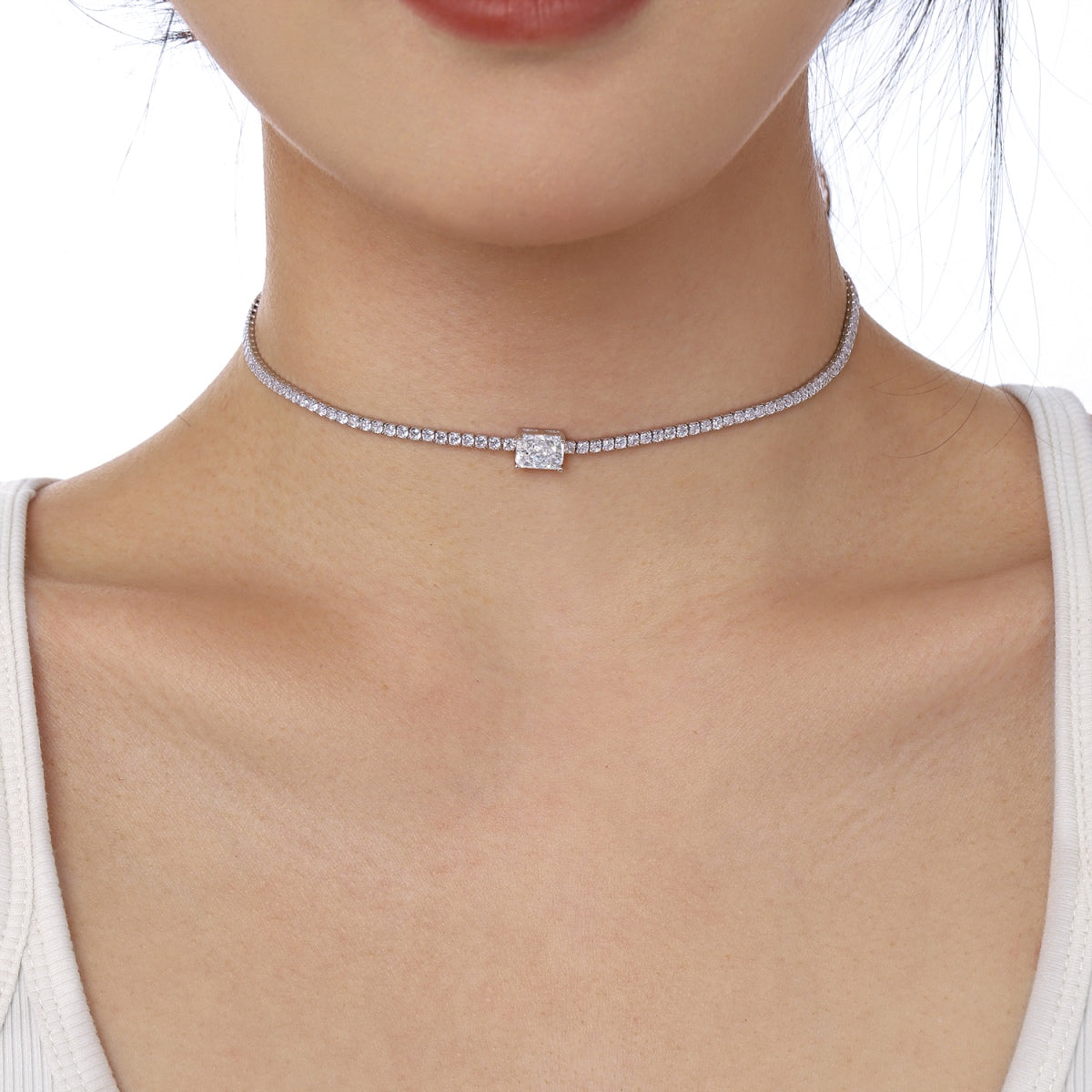 [Lumi Jewellery]2.0 carat Ornate Emerald Cut Necklace