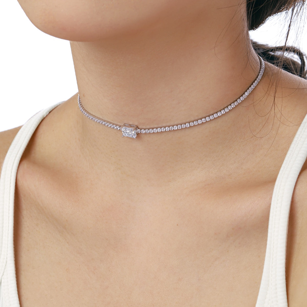 [Lumi Jewellery]2.0 carat Ornate Emerald Cut Necklace