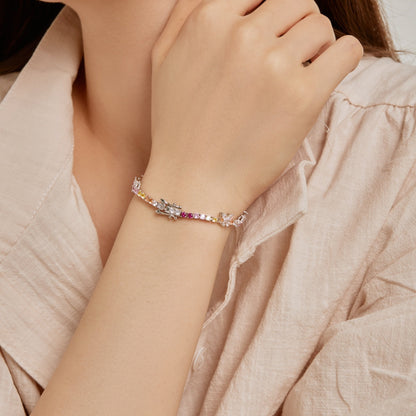[Lumi Jewellery]Ornate Colorful Butterfly Shape Round Cut Daily Bracelet