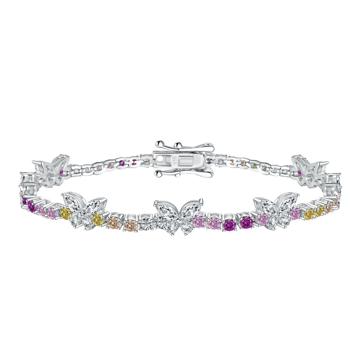 [Lumi Jewellery]Ornate Colorful Butterfly Shape Round Cut Daily Bracelet