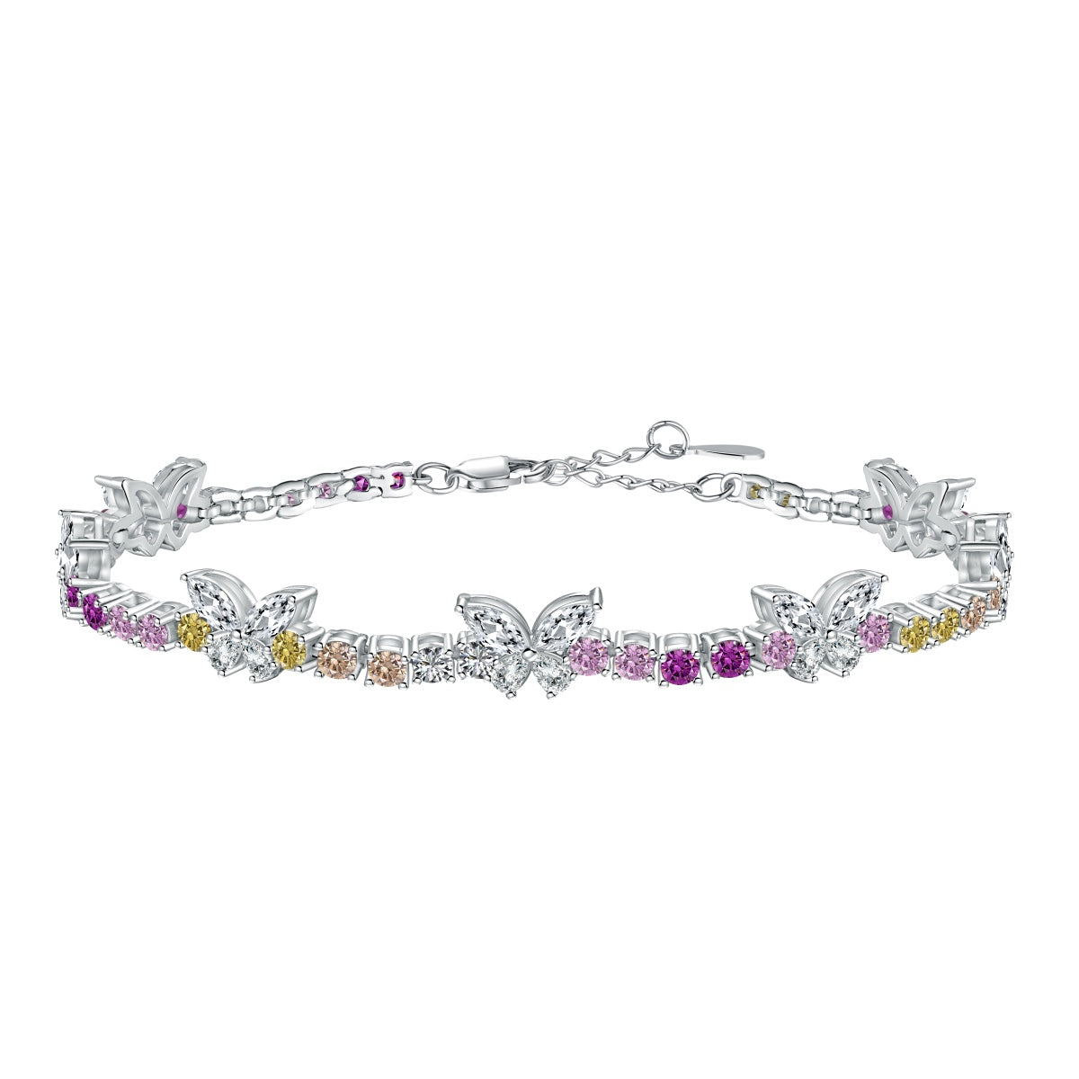 [Lumi Jewellery]Ornate Colorful Butterfly Shape Round Cut Daily Bracelet