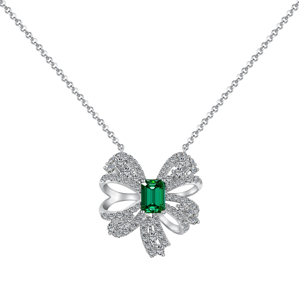 [Lumi Jewellery]Luxurious Flower Shape Emerald Cut Necklace