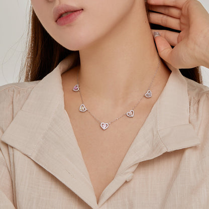 [Lumi Jewellery]Sparkling Five Heart Necklace