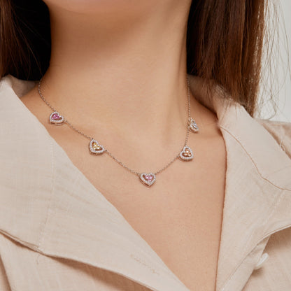 [Lumi Jewellery]Sparkling Five Heart Necklace