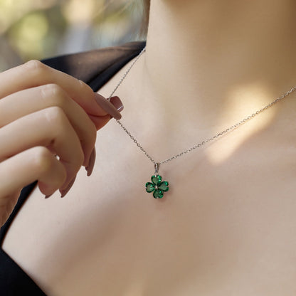 [Lumi Jewellery]Heart-Shaped Four-Leaf Clover Bead Necklace