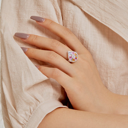 [Lumi Jewellery]Elegant Colorful Water Drop Shape Banquet Ring