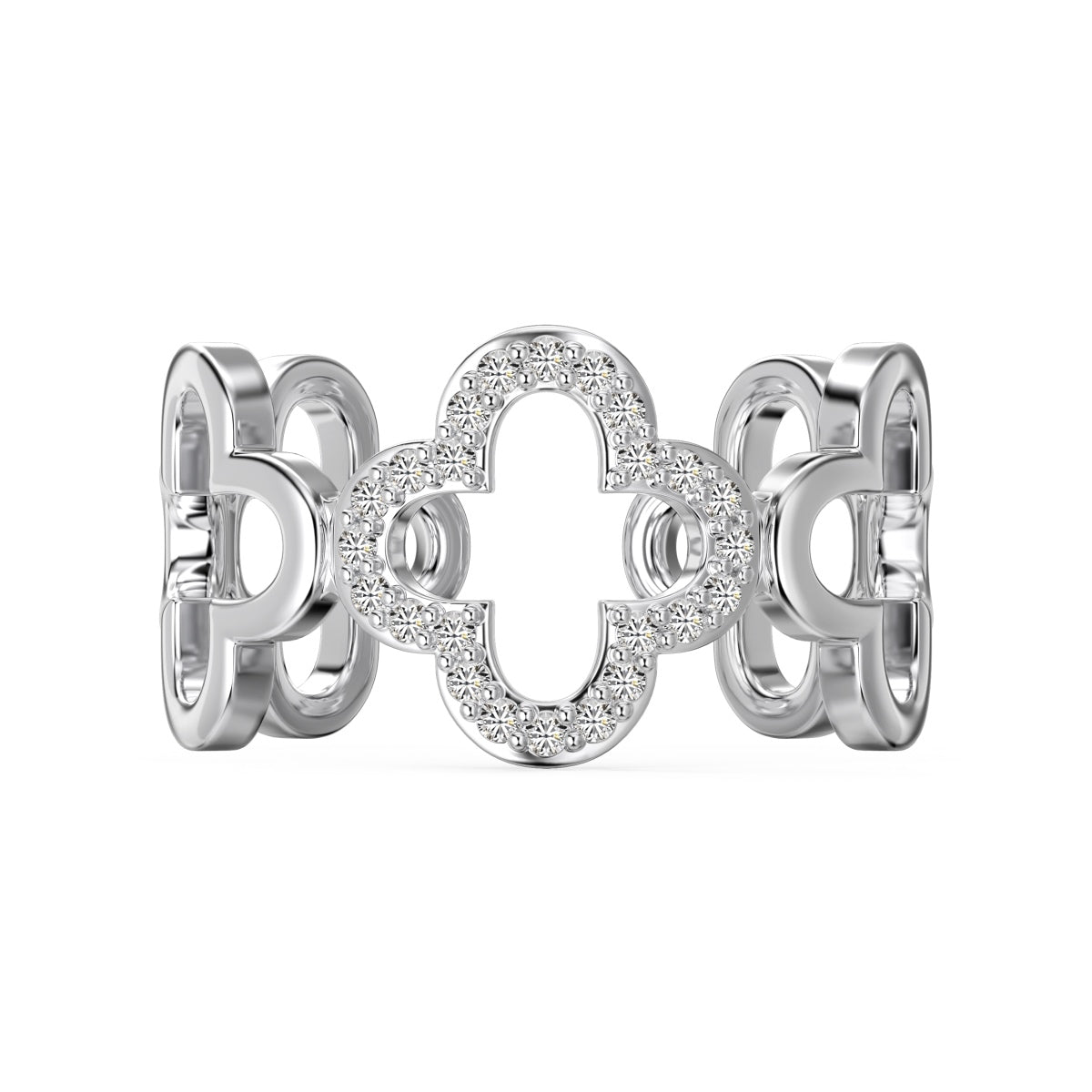 [Lumi Jewellery]Hollow Design Four-Leaf Clover Flower Shape Ring