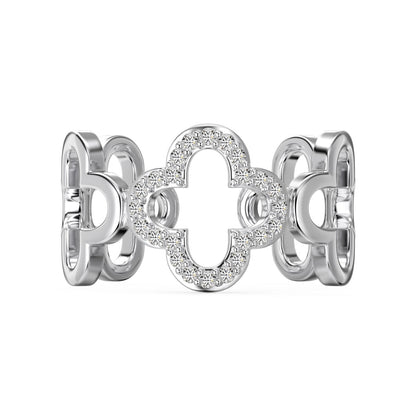 [Lumi Jewellery]Hollow Design Four-Leaf Clover Flower Shape Ring