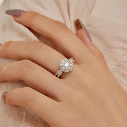 [Lumi Jewellery]Delicate Colorful Round Cut Flower Shape Wedding Ring