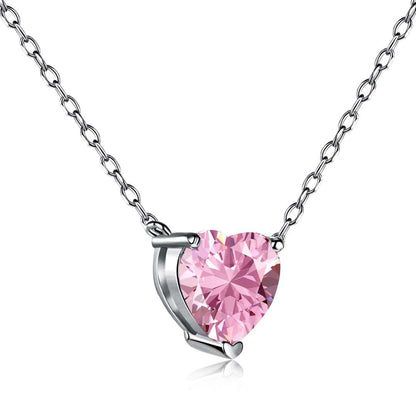 [Lumi Jewellery]Heart Shape Main Stone Pendant Collarbone Necklace