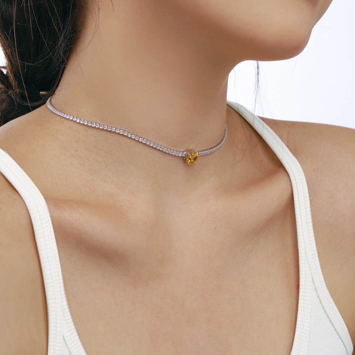 [Lumi Jewellery]2.0 Carat Sparkling Tennis Heart Cut Necklace