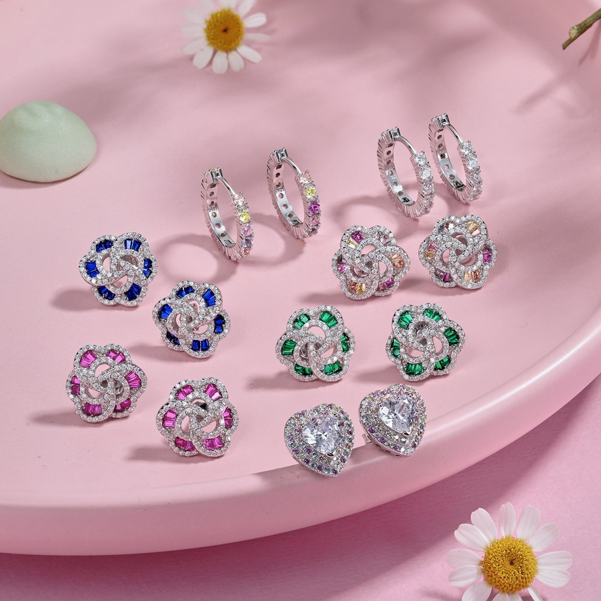 [Lumi Jewellery]Radiant Colorful Round Cut Earrings