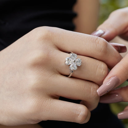 [Lumi Jewellery]Heart-shaped Four-Leaf Clover Ball Ring