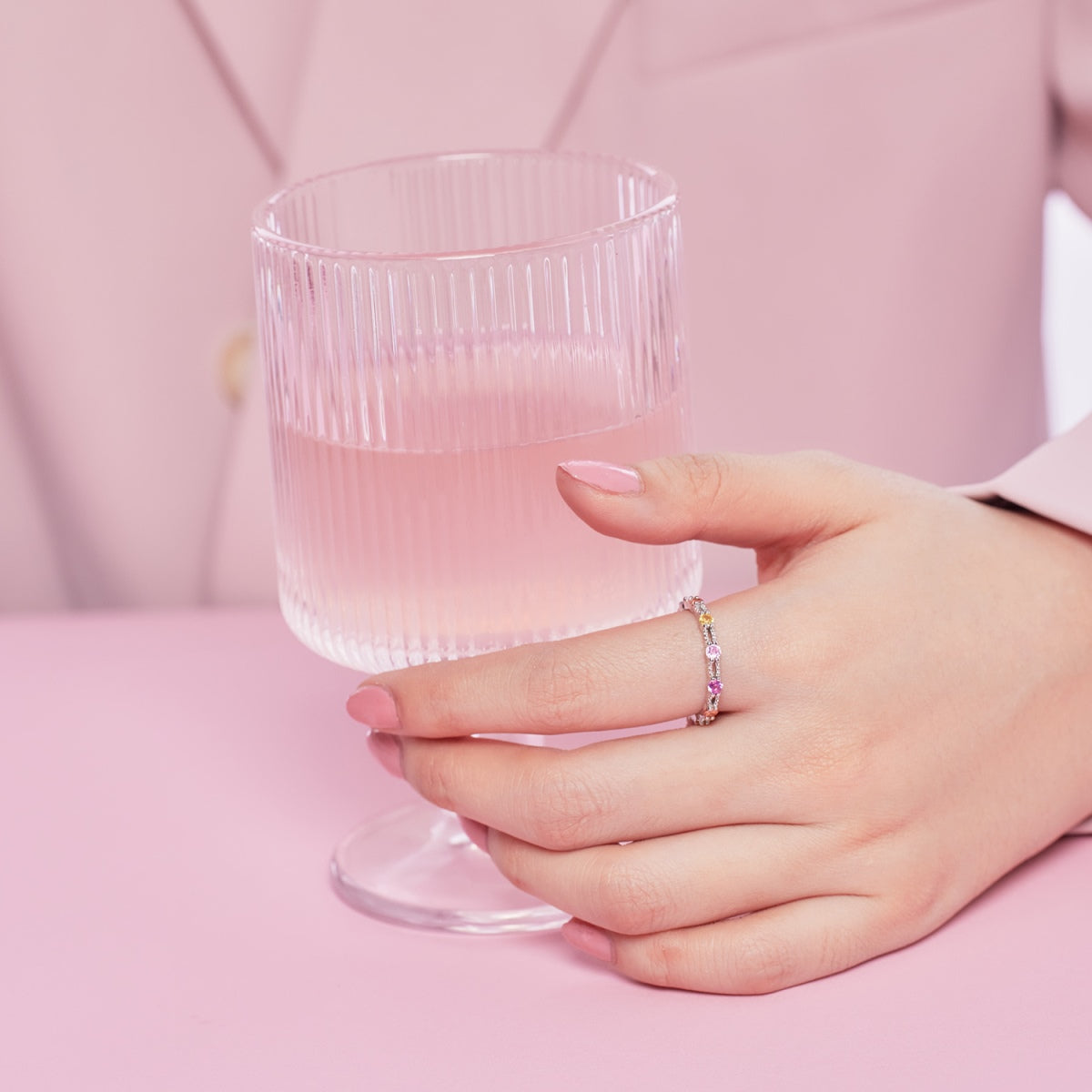 [Lumi Jewellery]Sparkling Colorful Round Cut Tennis Ring