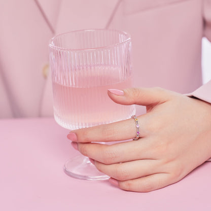 [Lumi Jewellery]Sparkling Colorful Round Cut Tennis Ring