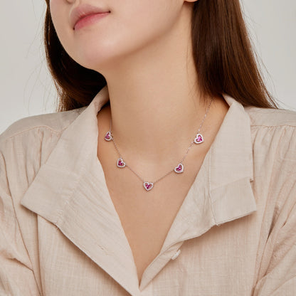 [Lumi Jewellery]Sparkling Five Heart Necklace
